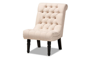 Baxton Studio Barthe Classic and Traditional Beige Fabric Upholstered Accent Chair with Rolled Back Baxton Studio-chairs-Minimal And Modern - 1