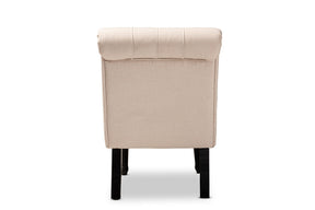 Baxton Studio Barthe Classic and Traditional Beige Fabric Upholstered Accent Chair with Rolled Back