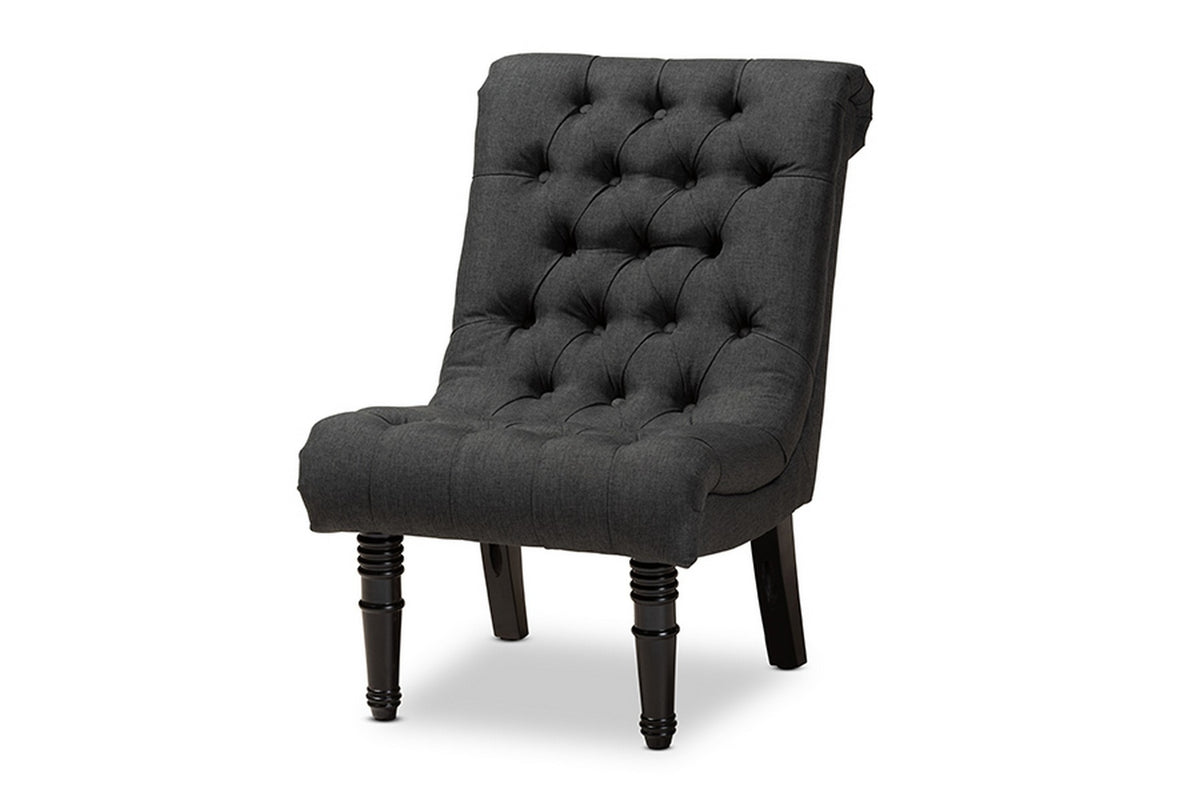Baxton Studio Barthe Classic and Traditional Gray Fabric Upholstered Accent Chair with Rolled Back Baxton Studio-chairs-Minimal And Modern - 1