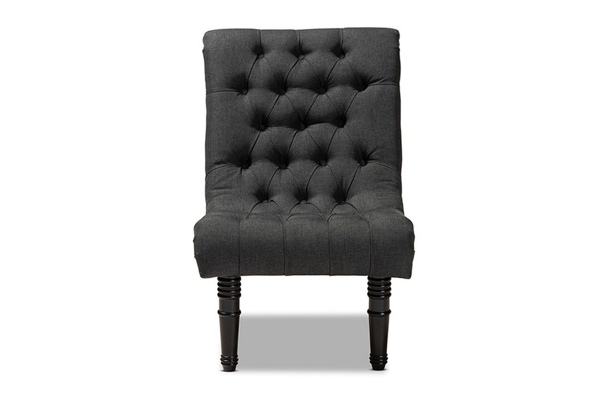 Baxton Studio Barthe Classic and Traditional Gray Fabric Upholstered Accent Chair with Rolled Back