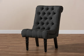 Baxton Studio Barthe Classic and Traditional Gray Fabric Upholstered Accent Chair with Rolled Back