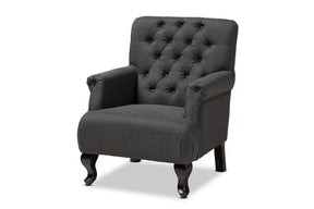 Baxton Studio Belan Classic and Traditional Gray Fabric Upholstered Button Tufted Armchair Baxton Studio-chairs-Minimal And Modern - 1