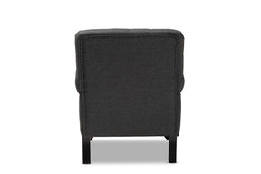 Baxton Studio Belan Classic and Traditional Gray Fabric Upholstered Button Tufted Armchair