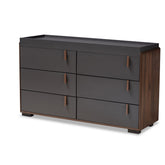 Baxton Studio Rikke Modern and Contemporary Two-Tone Gray and Walnut Finished Wood 6-Drawer Dresser Baxton Studio-Dresser-Minimal And Modern - 1