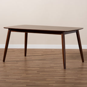 Baxton Studio Edna Mid-Century Modern Walnut Finished Wood Dining Table
