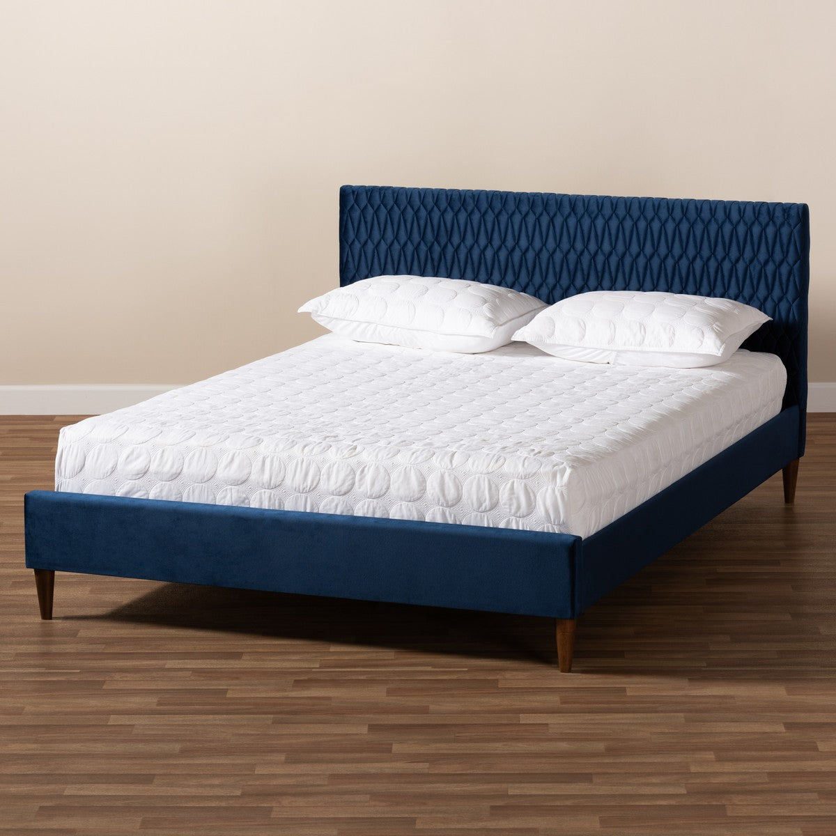 Baxton Studio Frida Glam and Luxe Royal Blue Velvet Fabric Upholstered Full Size Bed