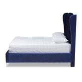 Baxton Studio Hanne Glam and Luxe Purple Blue Velvet Fabric Upholstered Queen Size Wingback Bed Baxton Studio-beds-Minimal And Modern - 1