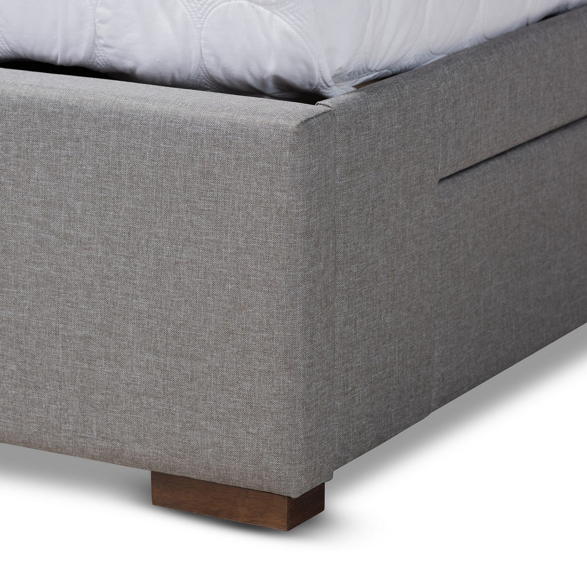 Baxton Studio Leni Modern and Contemporary Light Grey Fabric Upholstered 4-Drawer King Size Platform Storage Bed Frame