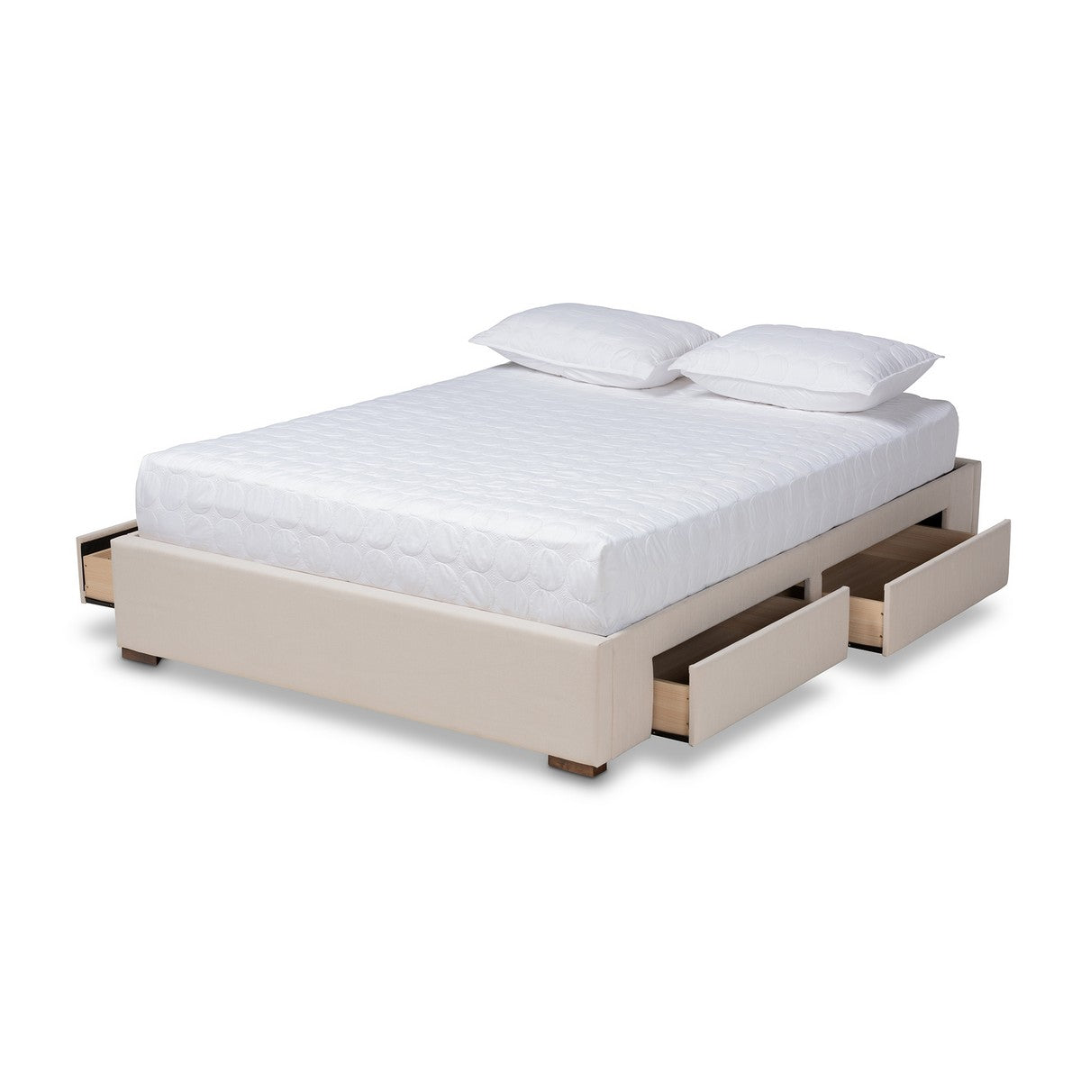 Baxton Studio Leni Modern and Contemporary Beige Fabric Upholstered 4-Drawer Queen Size Platform Storage Bed Frame Baxton Studio-Bed Frames-Minimal And Modern - 1