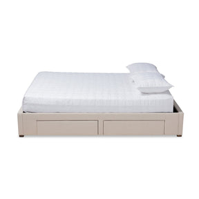 Baxton Studio Leni Modern and Contemporary Beige Fabric Upholstered 4-Drawer Queen Size Platform Storage Bed Frame