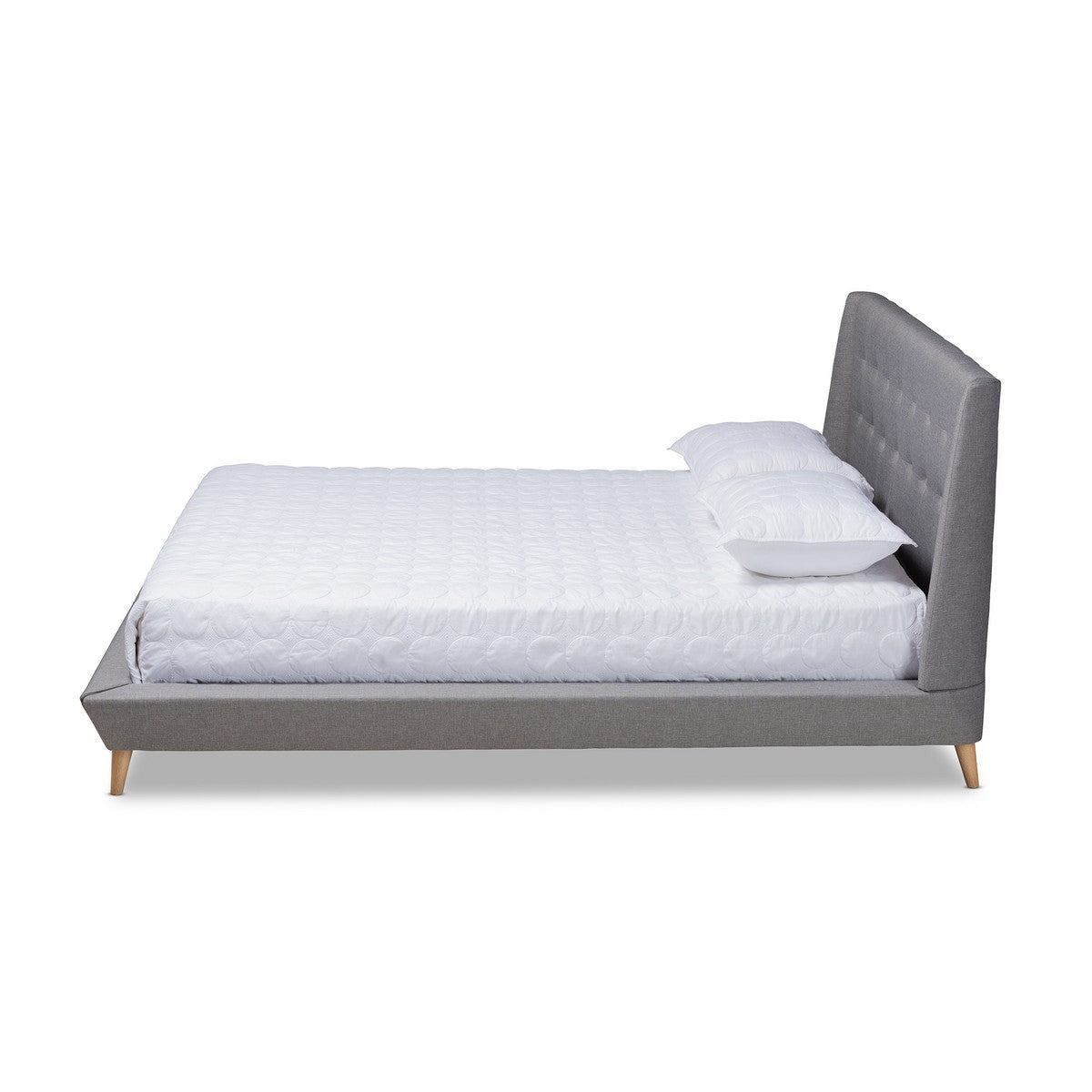 Baxton Studio Naya Mid-Century Modern Grey Fabric Upholstered King Size Wingback Platform Bed Baxton Studio-beds-Minimal And Modern - 1
