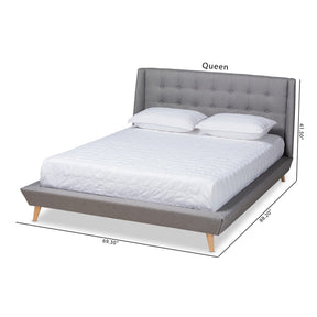 Baxton Studio Naya Mid-Century Modern Grey Fabric Upholstered King Size Wingback Platform Bed