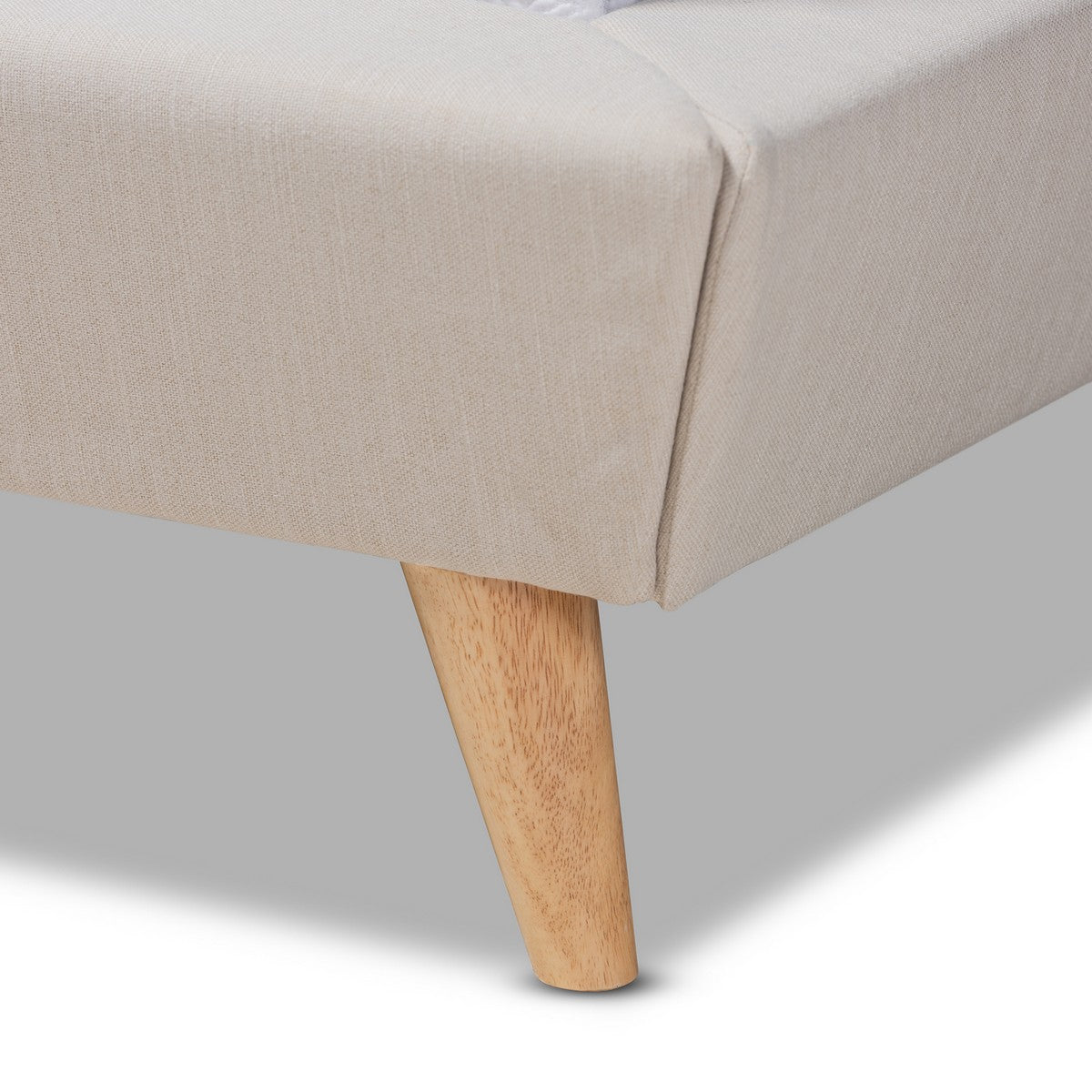 Baxton Studio Naya Mid-Century Modern Beige Fabric Upholstered King Size Wingback Platform Bed