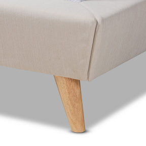 Baxton Studio Naya Mid-Century Modern Beige Fabric Upholstered Queen Size Wingback Platform Bed