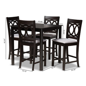 Baxton Studio Lenoir Modern and Contemporary Gray Fabric Upholstered Espresso Brown Finished 5-Piece Wood Pub Set