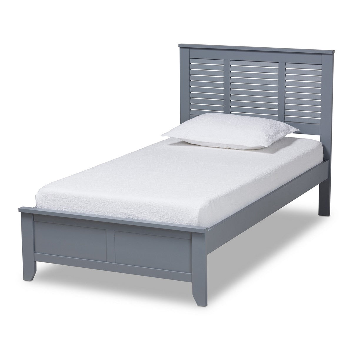 Baxton Studio Adela Modern and Contemporary Grey Finished Wood Twin Size Platform Bed Baxton Studio- Beds (Platform)-Minimal And Modern - 1