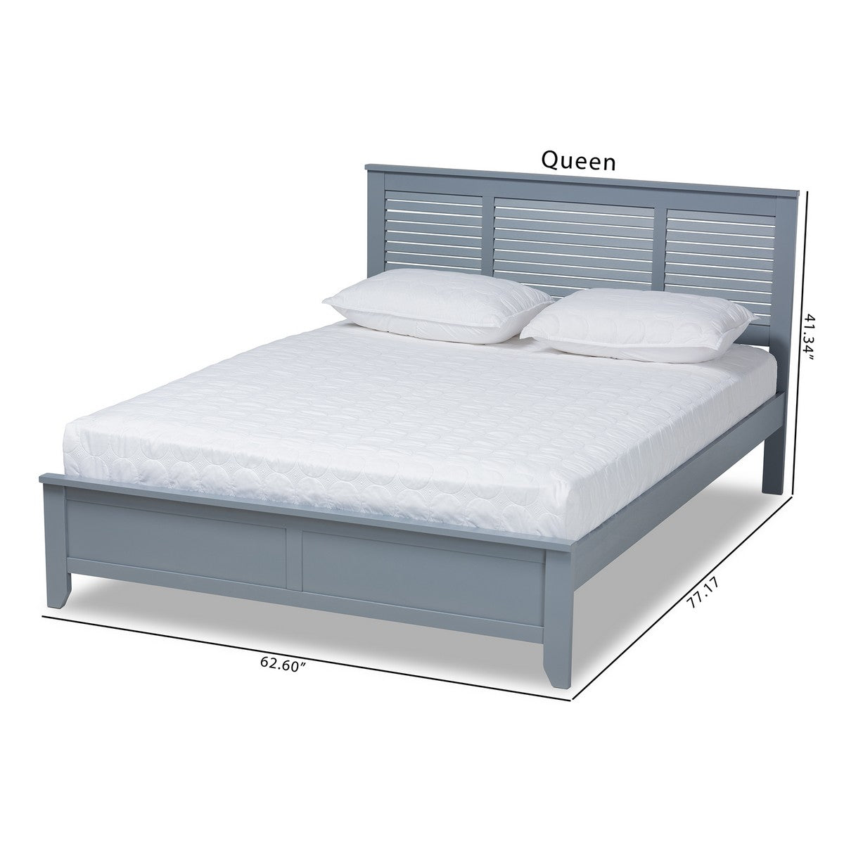 Baxton Studio Adela Modern and Contemporary Grey Finished Wood Queen Size Platform Bed