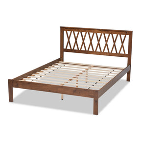 Baxton Studio Malene Mid-Century Modern Walnut Finished Wood Full Size Platform Bed