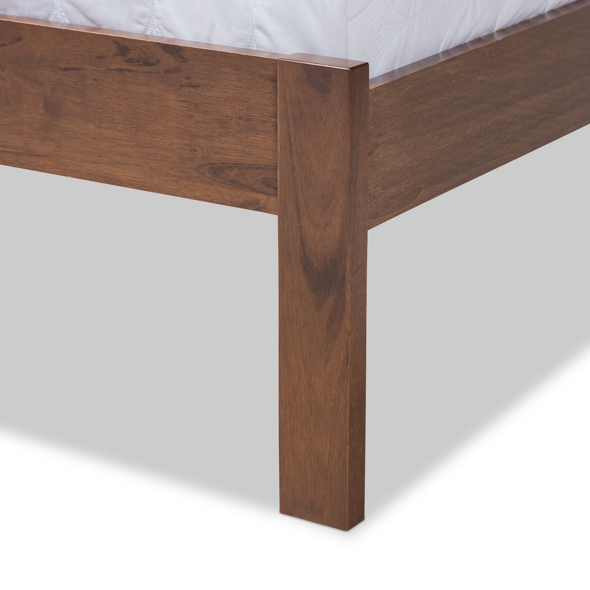 Baxton Studio Malene Mid-Century Modern Walnut Finished Wood Queen Size Platform Bed