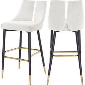 Meridian Furniture Sleek Cream Velvet StoolMeridian Furniture - Stool - Minimal And Modern - 1