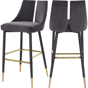 Meridian Furniture Sleek Grey Velvet StoolMeridian Furniture - Stool - Minimal And Modern - 1
