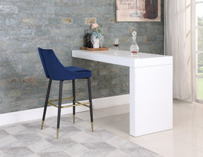 Meridian Furniture Sleek Navy Velvet Stool - Set of 2