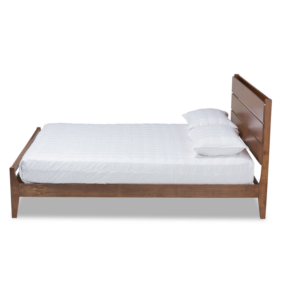 Baxton Studio Avena Mid-Century Modern Walnut Finished Wood Queen Size Platform bed