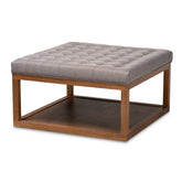 Baxton Studio Alvere Modern and Contemporary Grey Fabric Upholstered Walnut Finished Cocktail Ottoman Baxton Studio- Ottomans-Minimal And Modern - 1