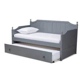 Baxton Studio Millie Cottage Farmhouse Grey Finished Wood Twin Size Daybed with Trundle Baxton Studio-daybed-Minimal And Modern - 1