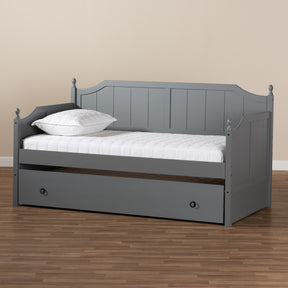 Baxton Studio Millie Cottage Farmhouse Grey Finished Wood Twin Size Daybed with Trundle