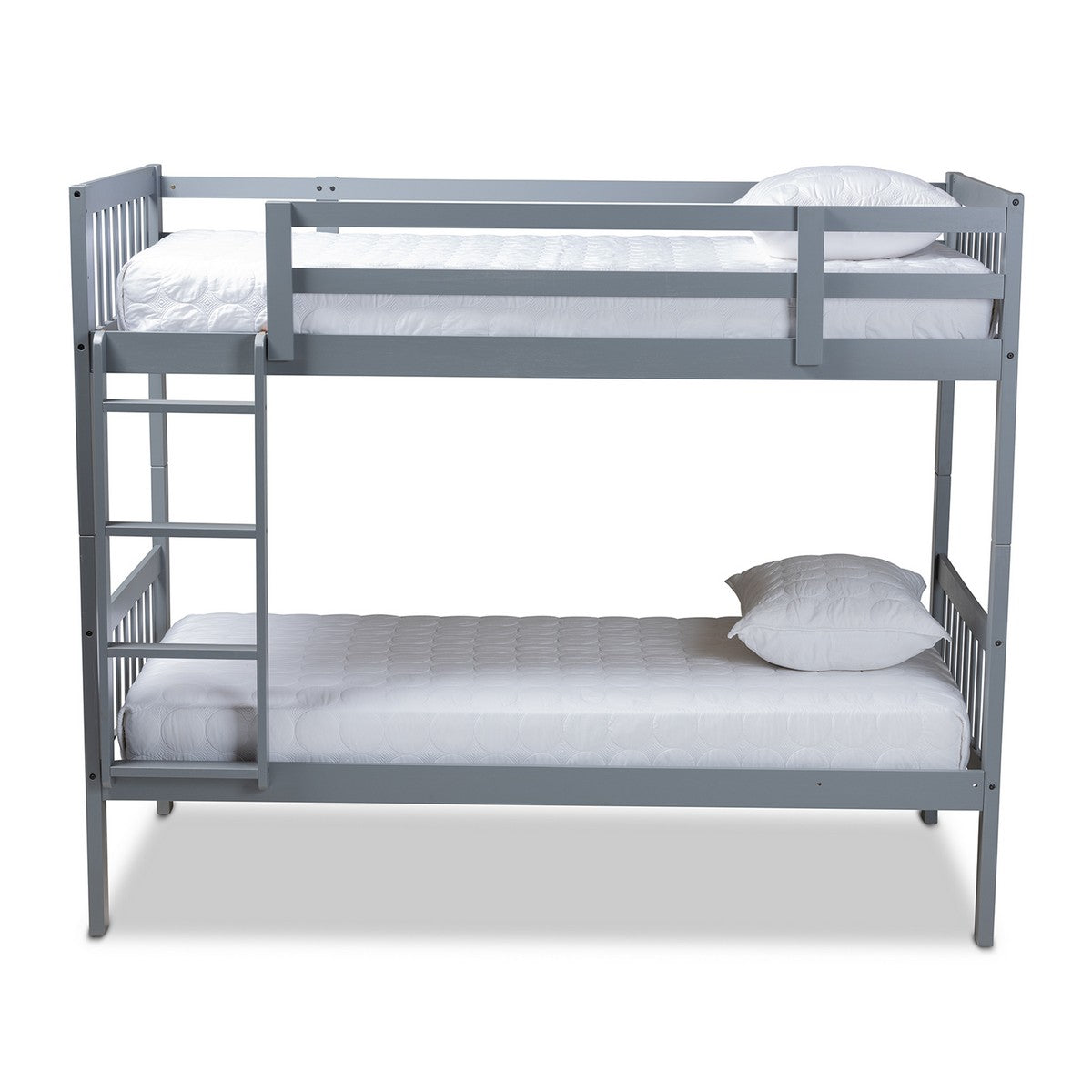 Baxton Studio Jude Modern and Contemporary Grey Finished Wood Twin Size Bunk Bed Baxton Studio-Bunk Beds-Minimal And Modern - 1