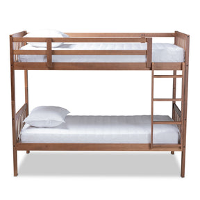 Baxton Studio Jude Modern and Contemporary Walnut Brown Finished Wood Twin Size Bunk Bed Baxton Studio-Bunk Beds-Minimal And Modern - 1