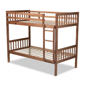 Baxton Studio Jude Modern and Contemporary Walnut Brown Finished Wood Twin Size Bunk Bed