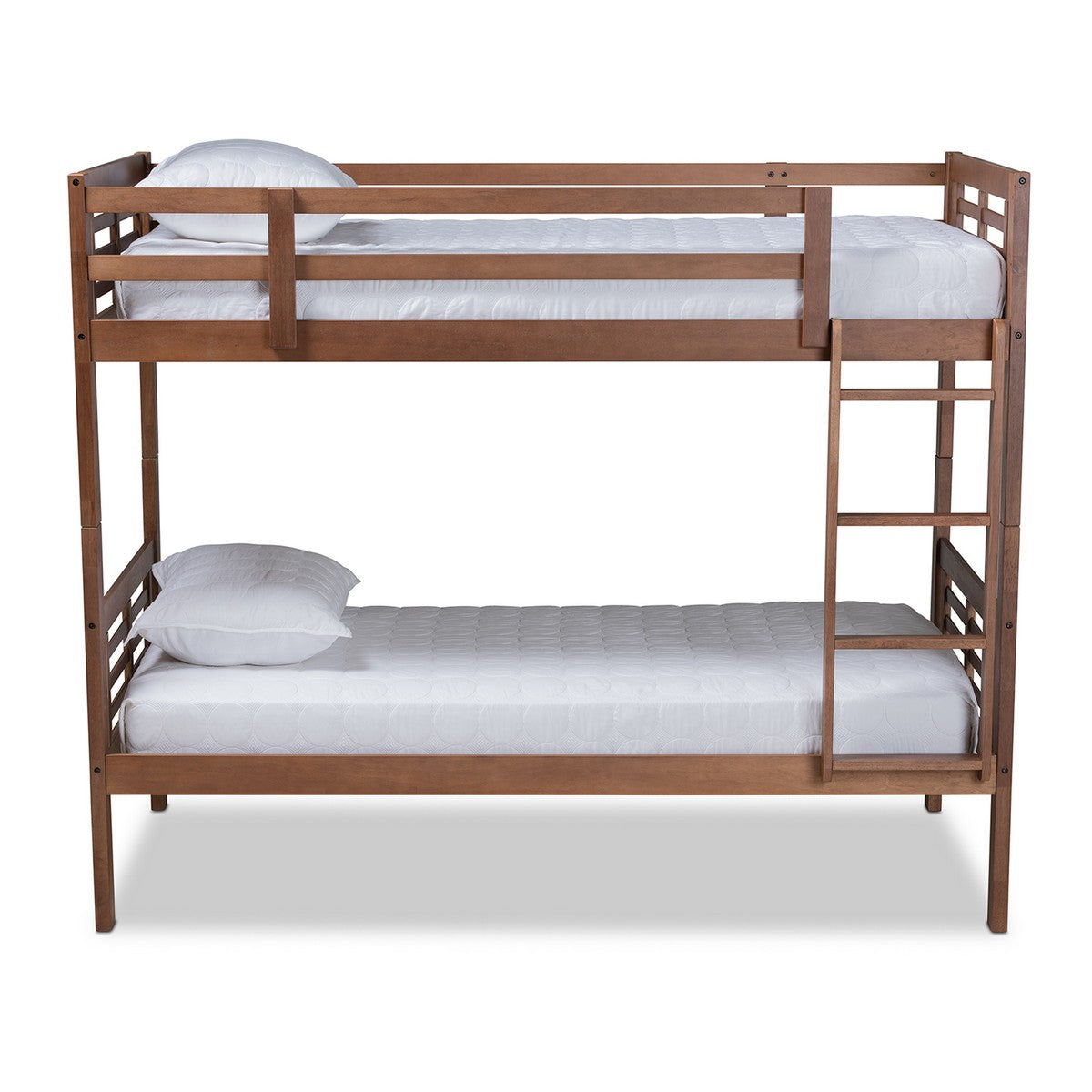 Baxton Studio Liam Modern and Contemporary Walnut Brown Finished Wood Twin Size Bunk Bed Baxton Studio-Bunk Beds-Minimal And Modern - 1