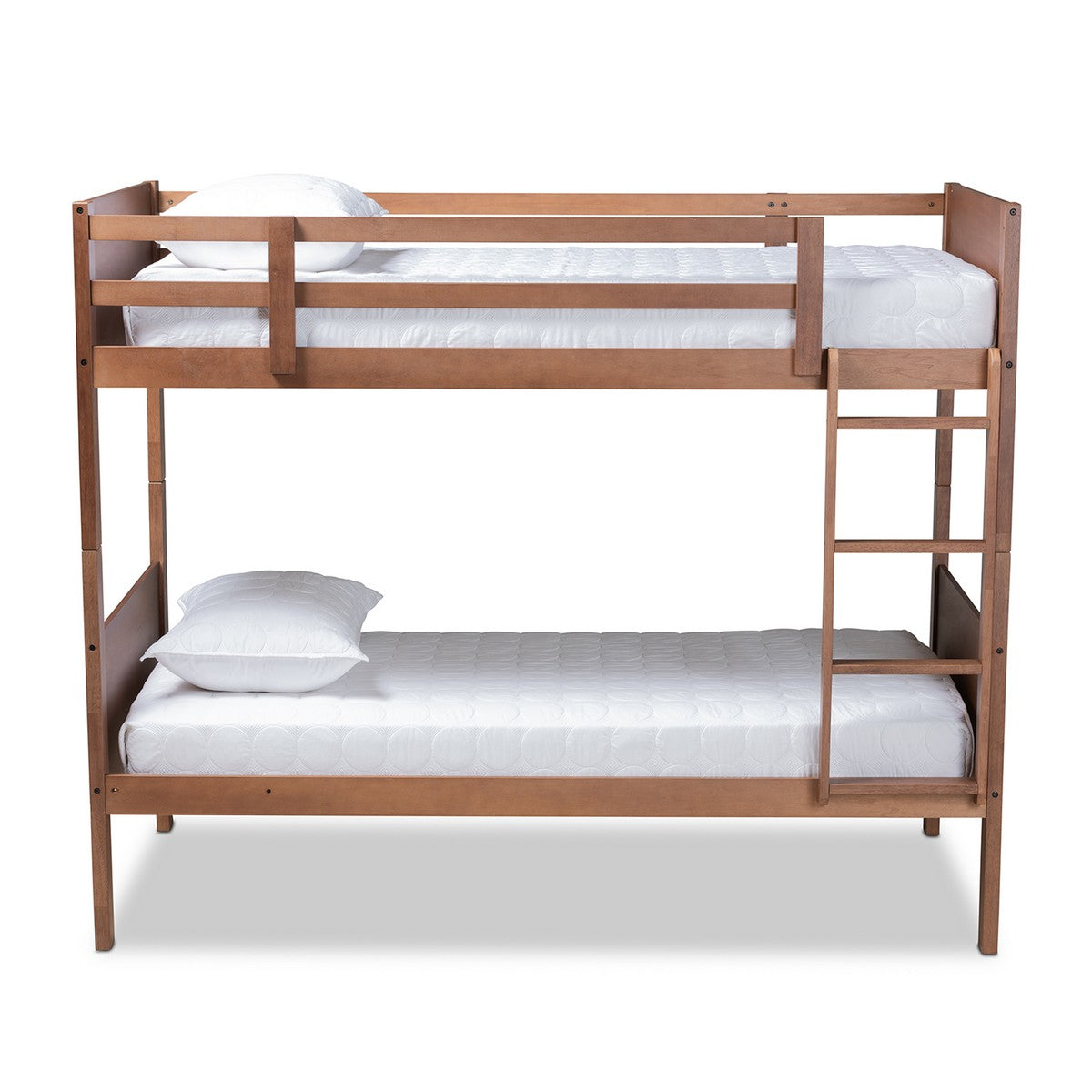 Baxton Studio Elsie Modern and Contemporary Walnut Brown Finished Wood Twin Size Bunk Bed Baxton Studio-Bunk Beds-Minimal And Modern - 1