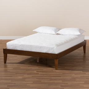 Baxton Studio Lucina Mid-Century Modern Walnut Brown Finished Full Size Platform Bed Frame