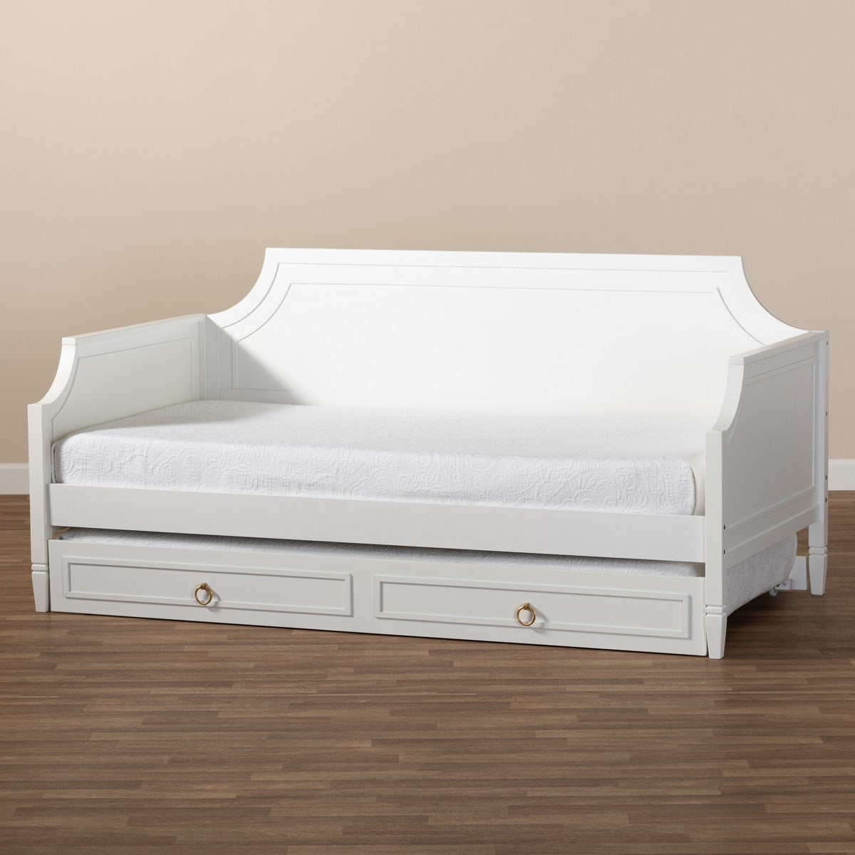 Baxton Studio Mariana Classic and Traditional White Finished Wood Twin Size Daybed with Trundle
