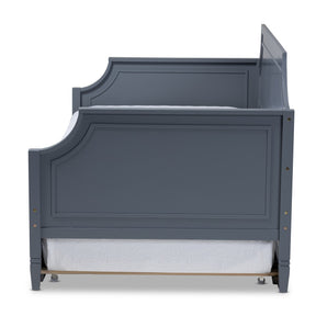 Baxton Studio Mariana Classic and Traditional Grey Finished Wood Twin Size Daybed with Trundle