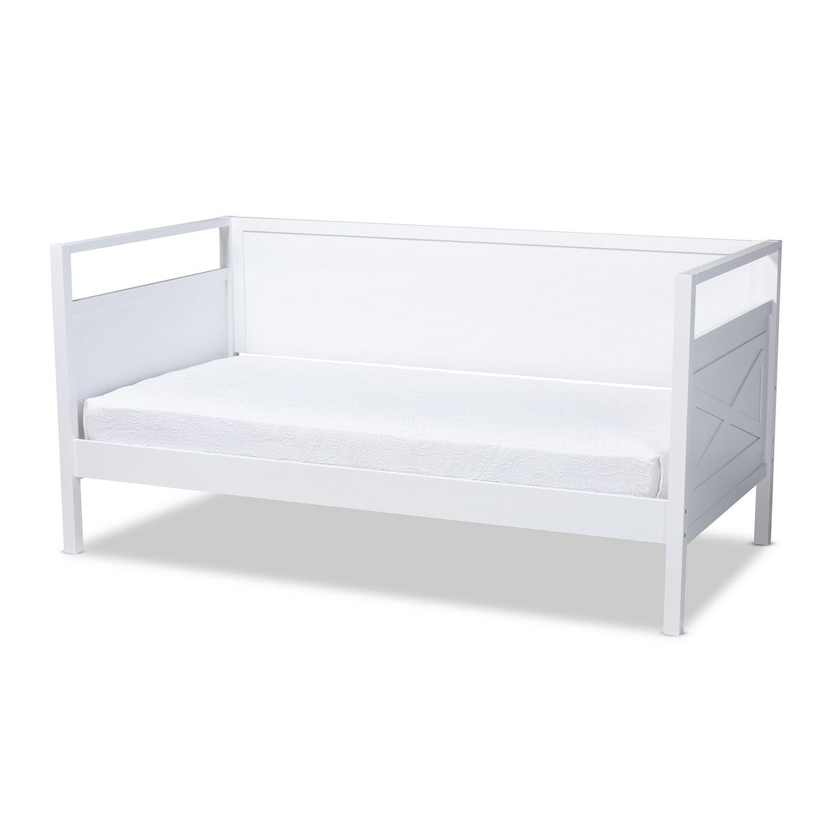 Baxton Studio Cintia Cottage Farmhouse White Finished Wood Twin Size Daybed Baxton Studio-daybed-Minimal And Modern - 1
