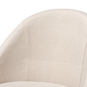 Baxton Studio Carra Mid-Century Modern Light Beige Fabric Upholstered Walnut-Finished Wood Swivel Bar Stool Set of 2