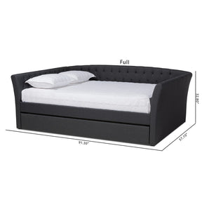 Baxton Studio Delora Modern and Contemporary Dark Grey Fabric Upholstered Full Size Daybed with Roll-Out Trundle Bed