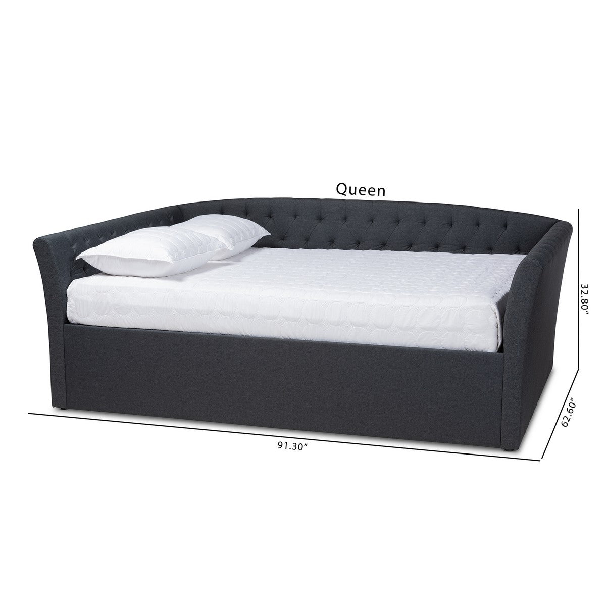 Baxton Studio Delora Modern and Contemporary Dark Grey Fabric Upholstered Full Size Daybed