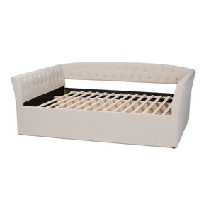 Baxton Studio Delora Modern and Contemporary Beige Fabric Upholstered Queen Size Daybed