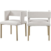 Meridian Furniture Caleb Cream Velvet Dining ChairMeridian Furniture - Dining Chair - Minimal And Modern - 1