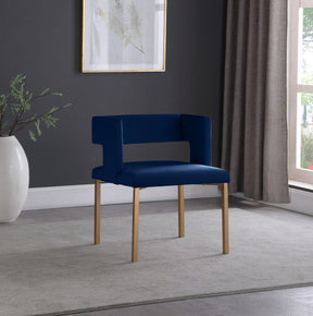 Meridian Furniture Caleb Navy Velvet Dining Chair - Set of 2