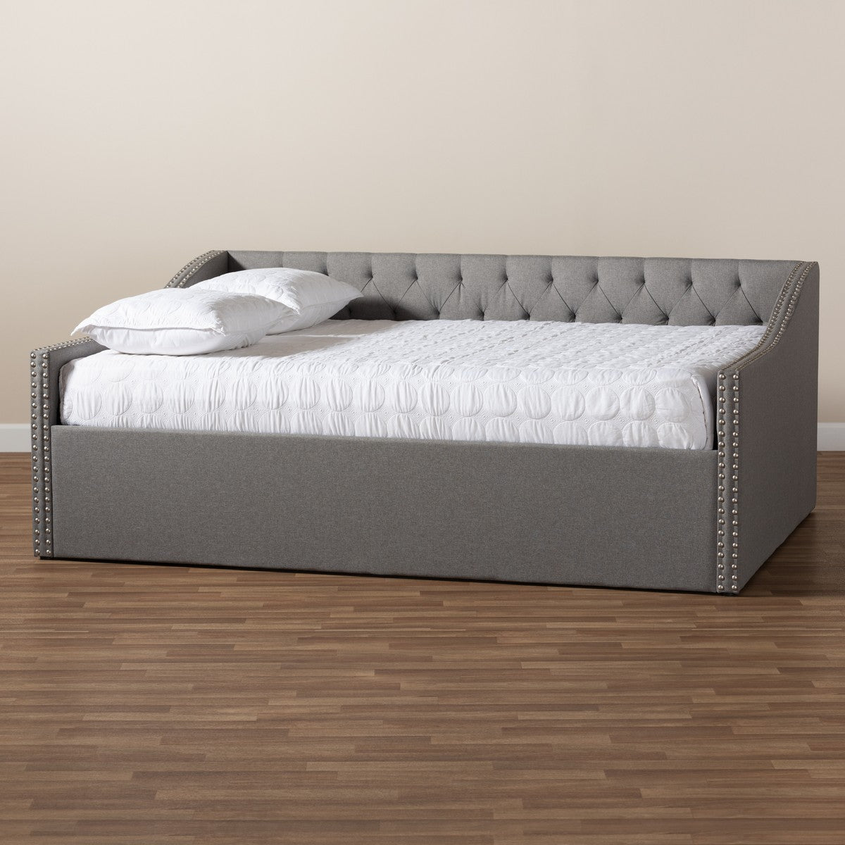 Baxton Studio Haylie Modern and Contemporary Light Grey Fabric Upholstered Full Size Daybed