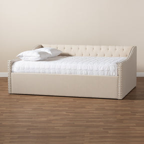 Baxton Studio Haylie Modern and Contemporary Beige Fabric Upholstered Queen Size Daybed