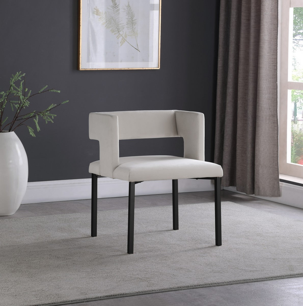Meridian Furniture Caleb Cream Velvet Dining Chair - Set of 2