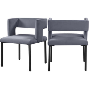 Meridian Furniture Caleb Grey Velvet Dining ChairMeridian Furniture - Dining Chair - Minimal And Modern - 1