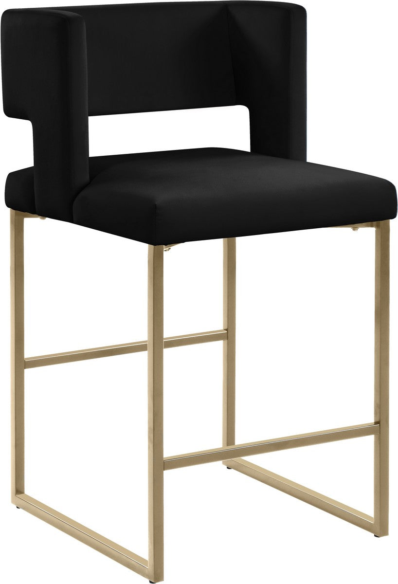 Meridian Furniture Caleb Black Velvet Counter Stool - Set of 2
